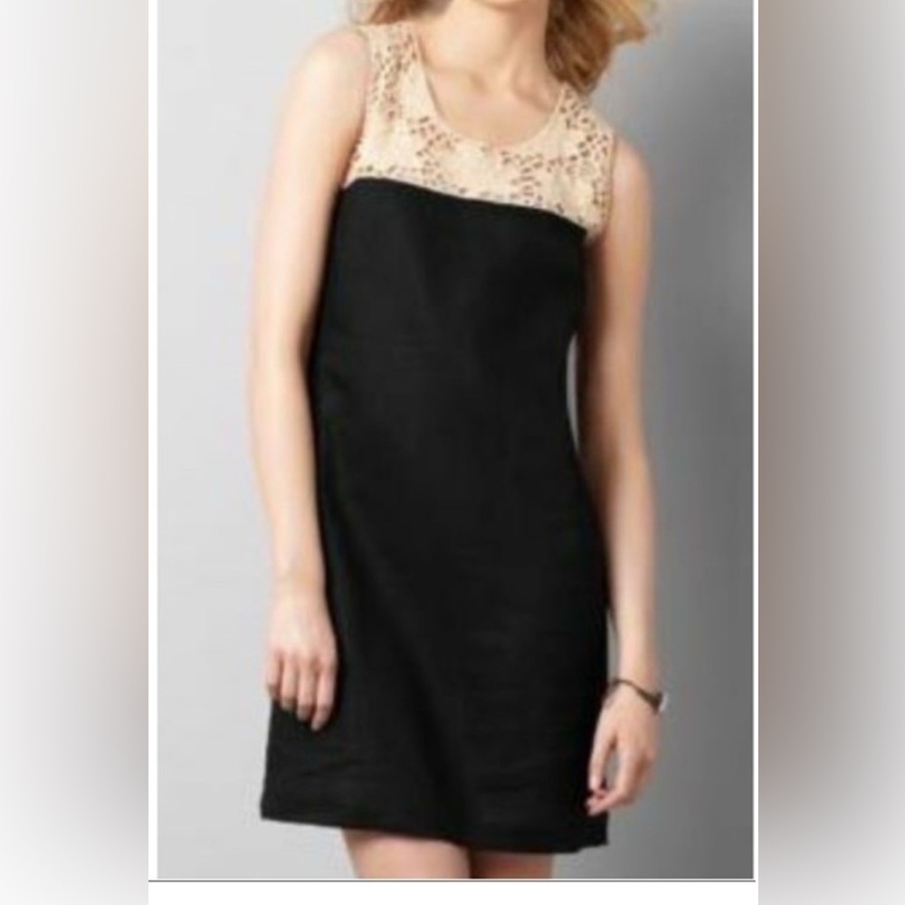LOFT BLACK & BEIGE SLEEVELESS MIDI DRESS